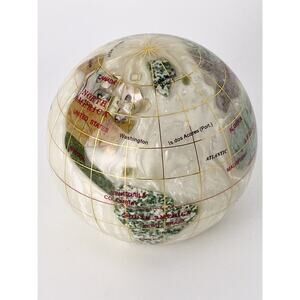Alexander Kalifano Pearl Opalite Gemstone Globe Pearl Rubellite Opal Ocean 3”
